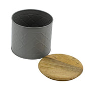 Metal jar with gray wooden cap cmø15h14