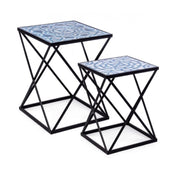 Set of 2 NEAPOLIS coffee tables in steel with mdf top decorated with print 55h 47h cm