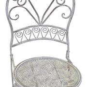 Ragusa gray round metal table set with 2 folding chairs cm ø70h76