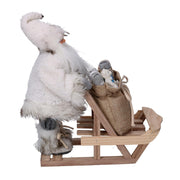 Fabric Santa Claus with gray sled cm33x12h30