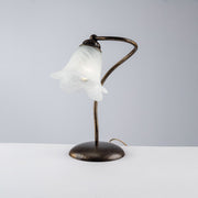 Table lamp in iron Brown Gold one light lampshade in White glass 25x h31 cm