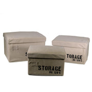 3 boxes in cream rectangular storage fabric