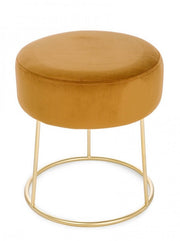 CLARISSA Yellow Ocher velvet pouf diameter 35x h40 cm