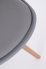 Modern chair wood plastic imitation leather gray New trend 59 x 49 x 83.5 cm