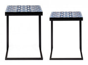 Set of 2 NEAPOLIS coffee tables in steel with mdf top decorated with print 62.5h 56h cm