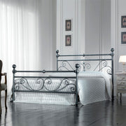 Iron double bed with footboard Black Silver NONNA 173x215x h128 cm
