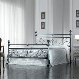 Iron double bed with footboard Black Silver NONNA 173x215x h128 cm