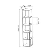 Corner bookcase White top 5 shelves 31.4x31.4x158.9