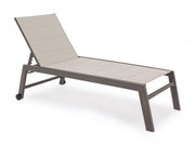 High aluminum sunbed with wheels Hilde coffee