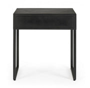 Black coffee table 1 drawer in industrial style wood 50x35x55