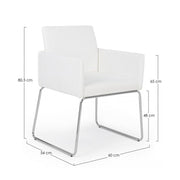 Chair with armrests in imitation leather White SIXTY 60x54x h80.5 cm