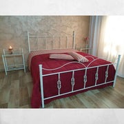 Double bed Primula wrought iron white gold