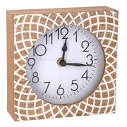 Square brown wooden clock 15x5h15 cm