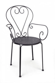 Garden chair with armrests in anthracite steel ETIENNE 49x49x h89 cm