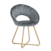 Ethereal Grey Velvet Armchair with Golden Metal Legs 65 x 60 x 82 cm