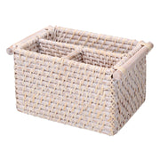 Rectangular white algarve rattan organizer 3 compartments cm20/23x15h12,5