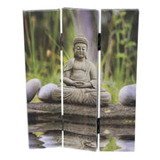 Buddha Print 3-Panel Room Divider 120.6x2.5xH180.6x2.5