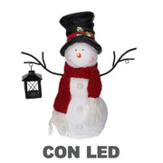 Resin snowman with white lantern with led cm37x19h44