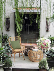 DORADAL brown rattan outdoor coffee table pouf diameter 65x h44 cm