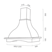PROVENZA extractor hood in white stainless steel and tobacco-coloured wooden frame 90 cm