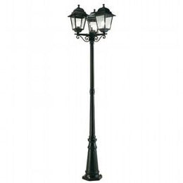 Aluminum Floor Lamp with Transparent Glass Diffusers - Max Height 210mm - 3 x 100W Bulbs - Black IP43