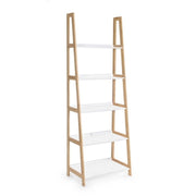 Bookcase in bamboo wood shelves in matt white lacquered mdf cm 62,5x 40xh. 180
