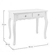2-drawer console cabinet in Blanc white wood 80 x 40 x 75 cm
