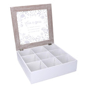 Square beige wooden tea box cm26x26h7,5