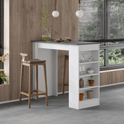 White Swallow high table kitchen peninsula with anthracite top