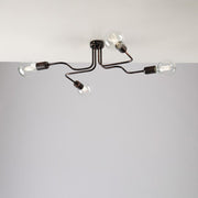 Black iron ceiling lamp with copper decoration four lights 57x44x h17 cm