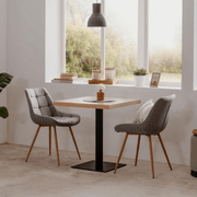 Square table 70x70x75 h cm oak top and black base