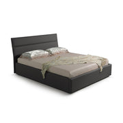 Ios double bed in dark gray eco-leather