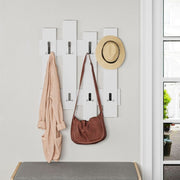 White wall coat rack with 8 Wave hooks 64xh.81 cm