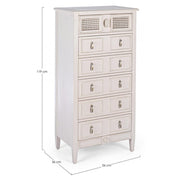 Narrow chest of drawers in wood with six drawers Bianca EUNICE 56x36x h119 cm