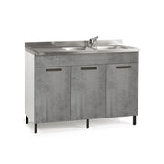 Concrete gray kitchen sink with 3 reversible doors Cm 120x50xH 85