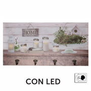 8-seater wooden hanger with led lantern cm60x30x1,8