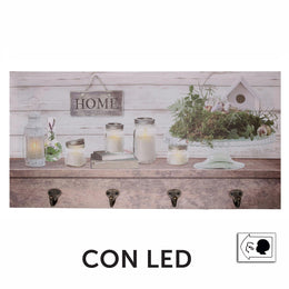 8-seater wooden hanger with led lantern cm60x30x1,8