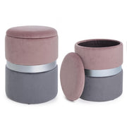 Set of two modern gray pink gray openable poufs