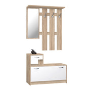 White and sonoma oak entrance wardrobe cabinet 100x25xh.180 cm