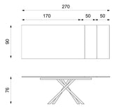 Extendable table with calacatta marble top 170/270x90x76h cm
