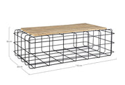 Trellis rectangular wooden metal coffee table