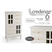 Credenza vetrina shabby vienna bianco beige cm 75 x 37 x 135 h