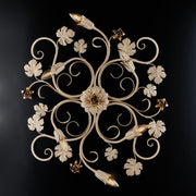 Ceiling light in iron ivory decape rose gold six lights 79x67x h17 cm