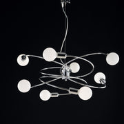 Suspension lamp in chromed iron eight lights 70x h33 cm