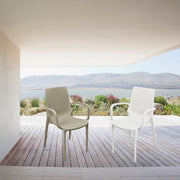 Nirvana armchair in white polypropylene with rattan effect