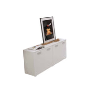 White multipurpose living room furniture in melamine wood 180x80x45 cm