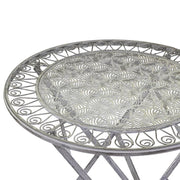 Ragusa gray round metal table set with 2 folding chairs cm ø70h76