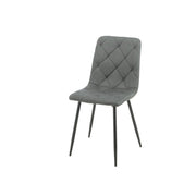 Dark Grey Upholstered Chair with Diamond Stitching