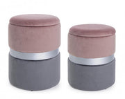 Set of two modern gray pink gray openable poufs