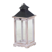 Rectangular bleached wood lantern cm19x19h42,5